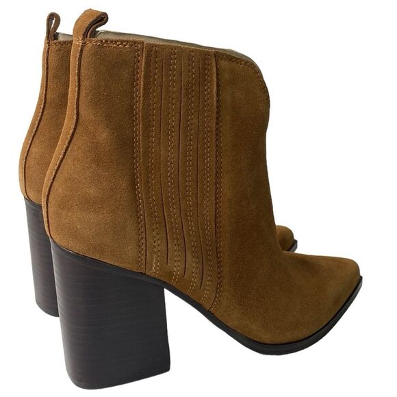 Marc Fisher Maree Western Pointed Toe Suede Bootie Pull-On High Block Heel - Picture 14 of 14